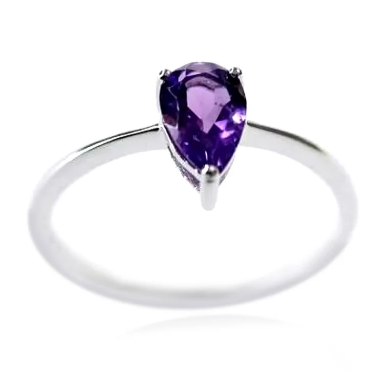 Moonstone Gemstone Rings with a Mysterious Sheen925 Sterling Silver African Amethyst Gemstone Solitaire Ring