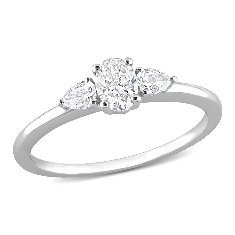 Diamond Rings with a Cathedral Setting for a Classic LookMiadora 14k White Gold 1/2ct TDW Diamond Three-Stone Engagement Ring