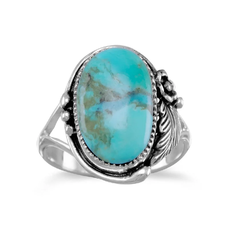 Moonstone Gemstone Rings with a Mysterious SheenSterling Silver Oval Turquoise Floral Design Ring