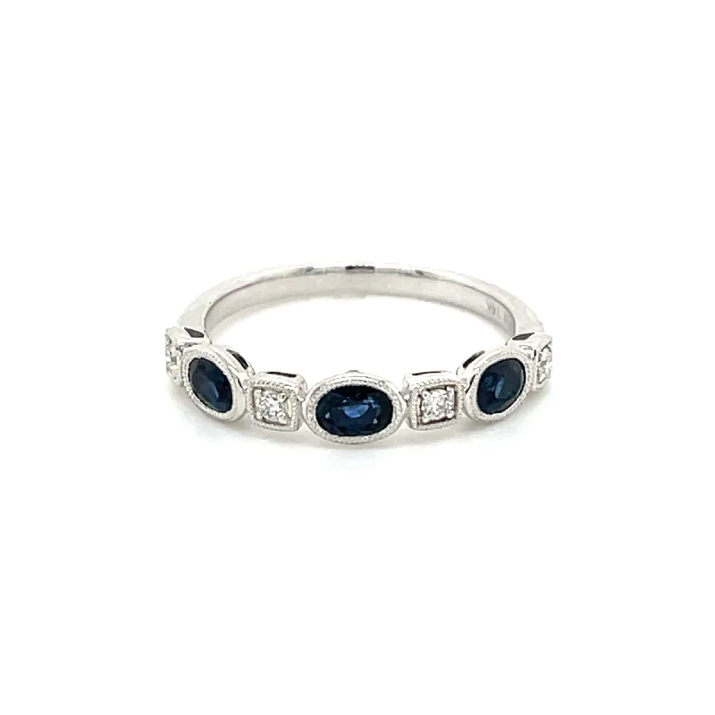 Aquamarine Gemstone Rings with a Nautical - Themed SettingOval Sapphire and Diamond Band in 14 Karat White Gold