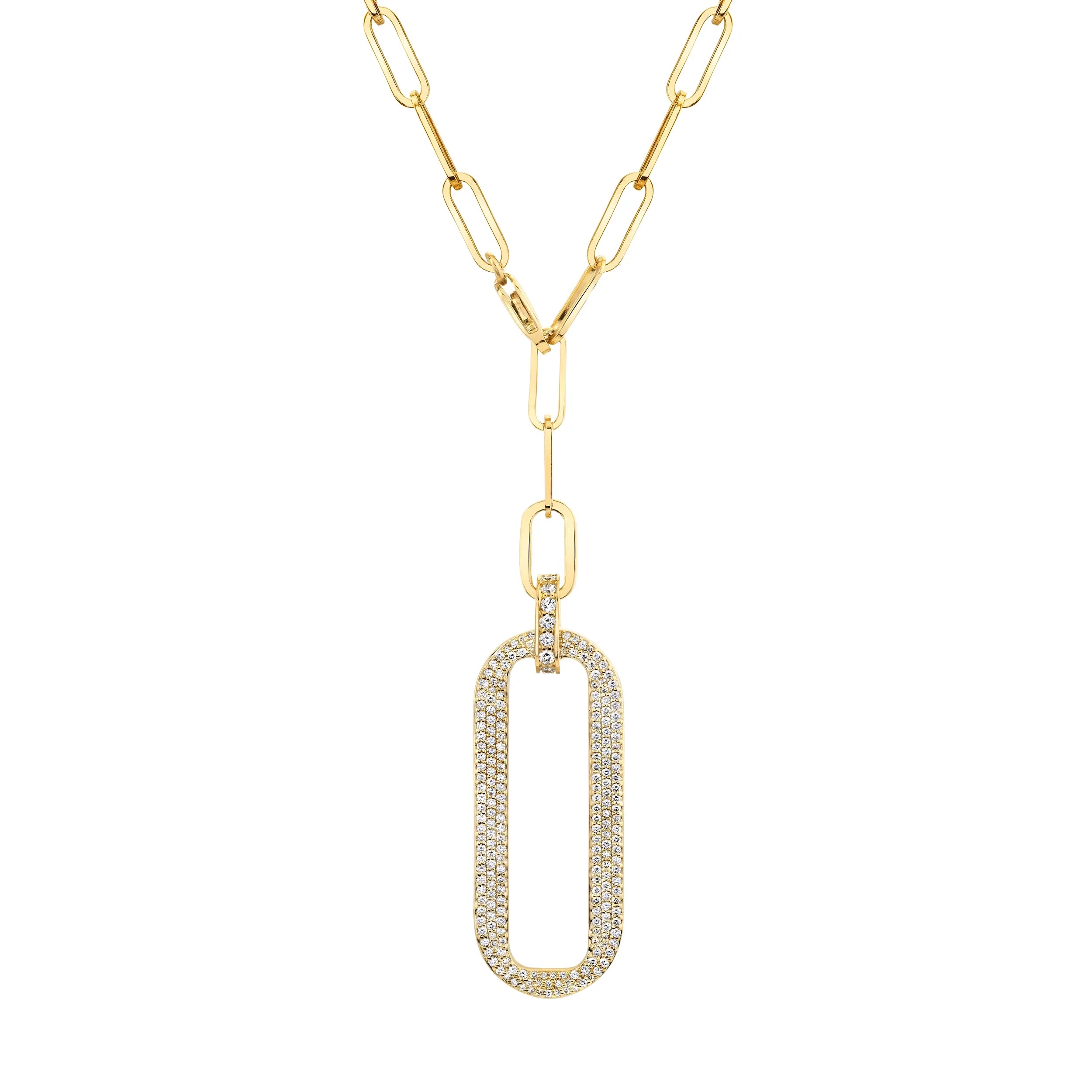 Pavé Longline Link Medallion Lariat CN518PV