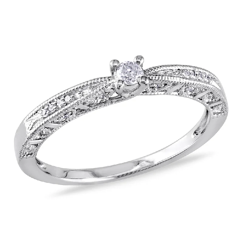 Engagement Diamond Rings with Hidden Halo SettingsMiadora Sterling Silver Diamond Promise Ring