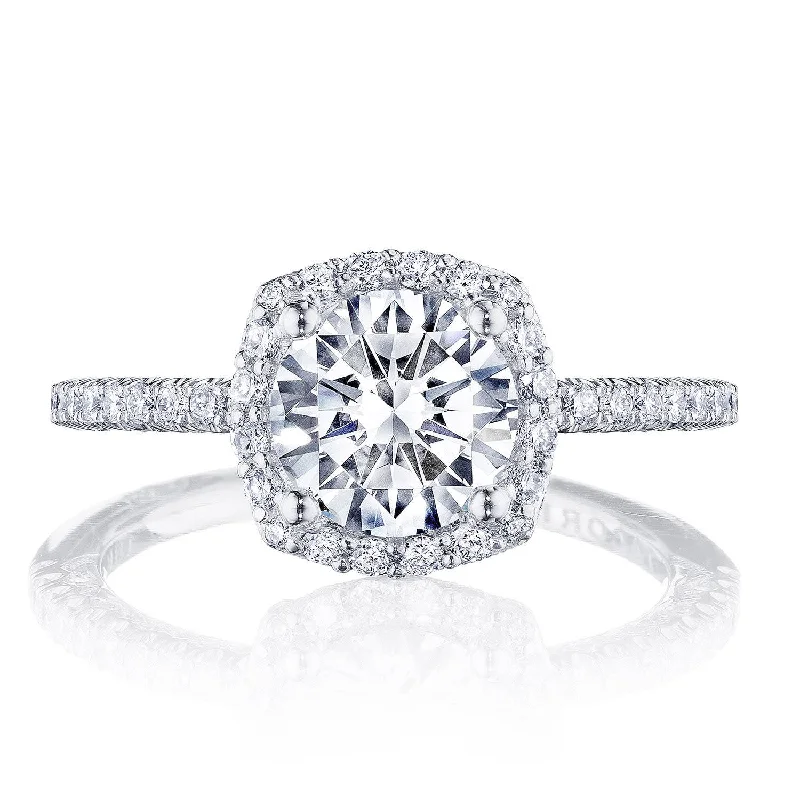 Micro - Pave Diamond Rings with a Sparkling BandRound with Cushion Bloom Engagement Ring