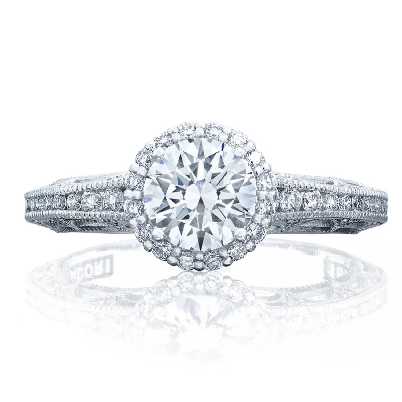 Cushion - Cut Diamond Rings with Double - Prong SettingsRound Bloom Engagement Ring