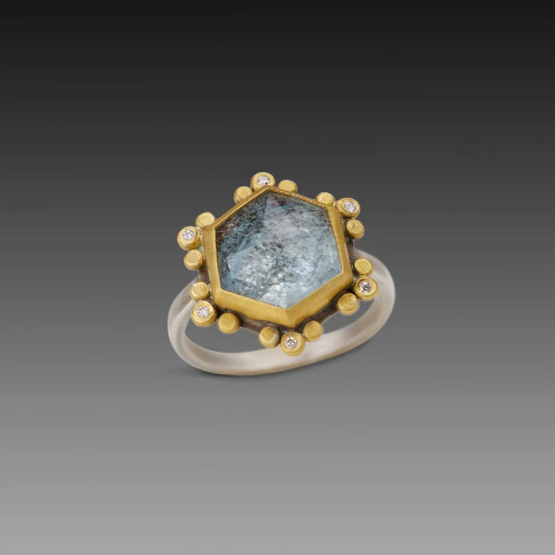 Turquoise Gemstone Rings with Native American - Inspired PatternsMoss Aquamarine Star Ring