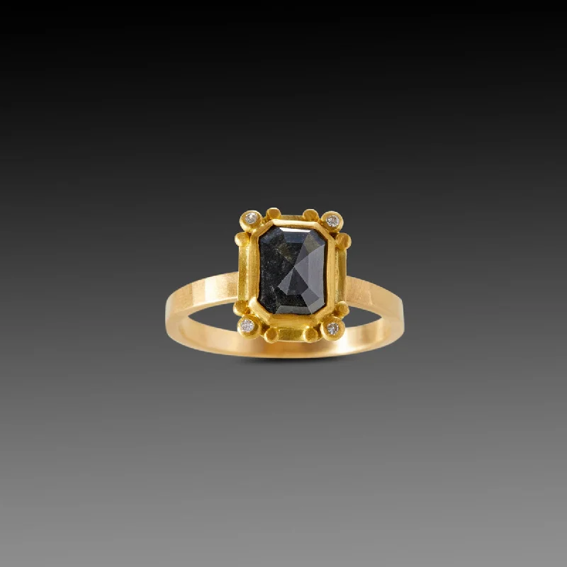 Tourmaline Gemstone Rings in a Multicolor ArrayBlack Diamond Frame Ring