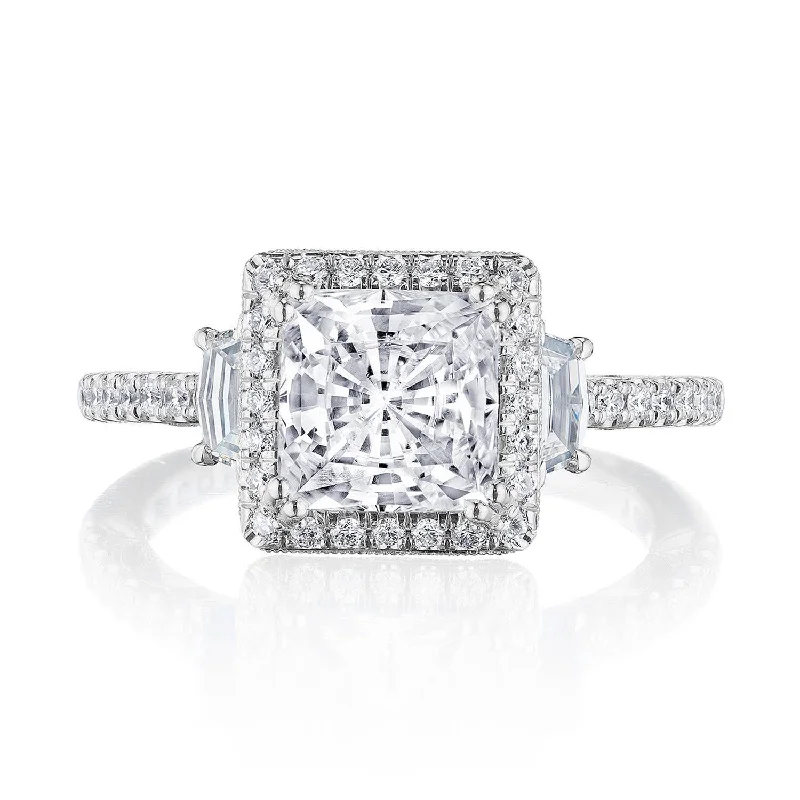 Vintage - Inspired Diamond Rings with Filigree WorkPrincess 3-Stone Engagement Ring