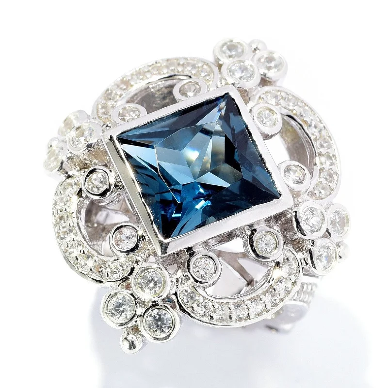 Topaz Gemstone Rings with a Faceted Cut and Shimmering EffectDallas Prince Designs Sterling Silver 7.05ctw London Blue Topaz & White Zircon Ring