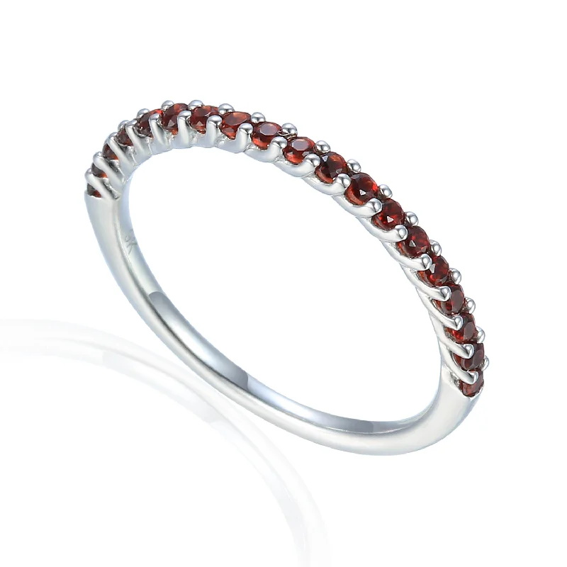 Turquoise Gemstone Rings with Native American - Inspired Patterns9ct White Gold Garnet Half Eternity Ring