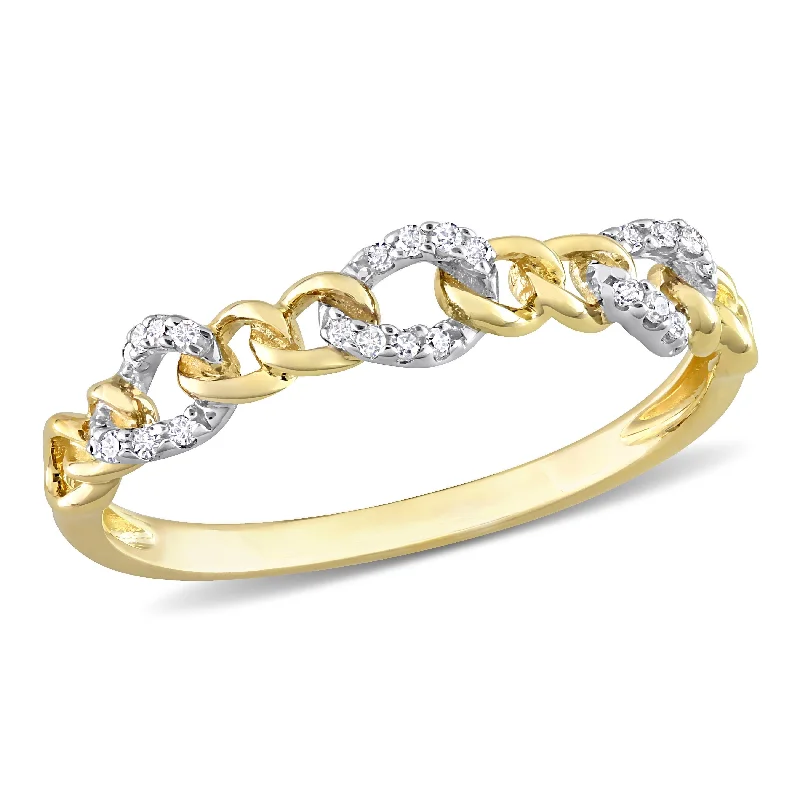 Cushion - Cut Diamond Rings with Double - Prong SettingsMiadora Diamond Accent Stackable Curb Link Ring in 10k Yellow Gold