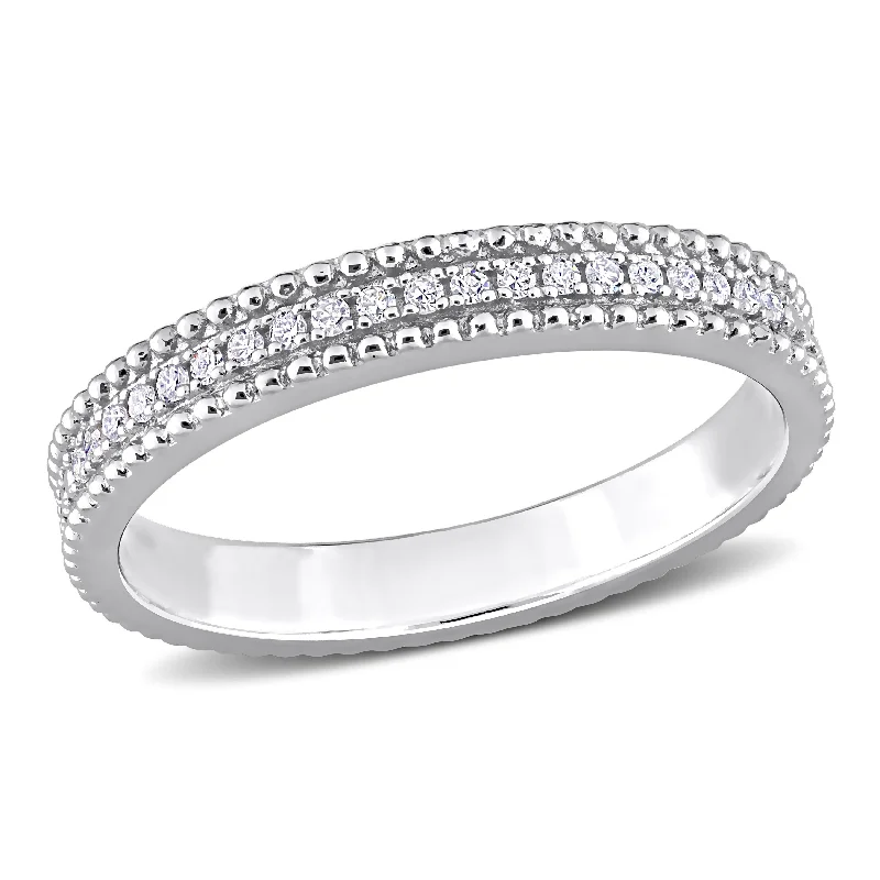 Halo - Style Diamond Rings with Smaller Accent DiamondsMiadora 1/10ct TDW Diamond Stackable Anniversary Wedding Band in Sterling Silver