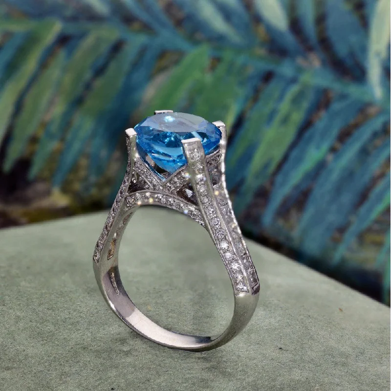 Tourmaline Gemstone Rings in a Multicolor ArrayPre-loved 18ct White Gold Blue Topaz and Diamond Large Cocktail Ring