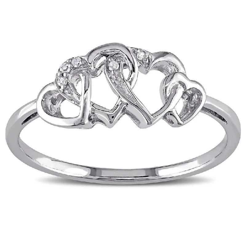 Two - Tone Diamond Rings in Yellow and White GoldMiadora 10k White Gold Diamond Entwined Heart Ring