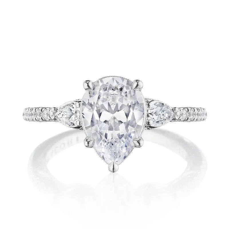 Custom - Designed Diamond Rings with Personalized EngravingsPear 3-Stone Engagement Ring