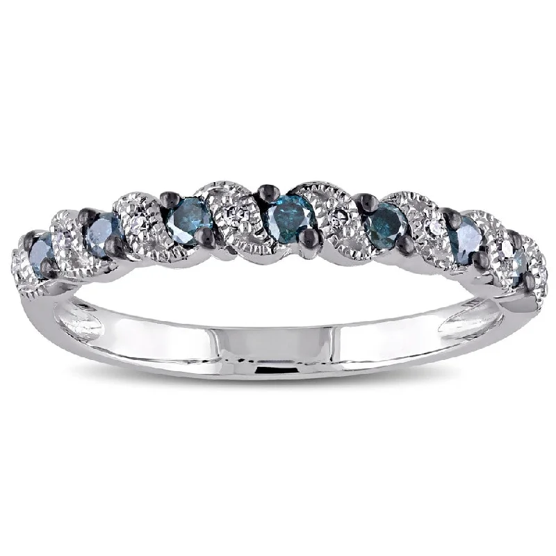 Tennis Bracelet - Inspired Diamond Rings with Continuous DiamondsMiadora 10k White Gold 1/4ct TDW Blue and White Diamond Ring