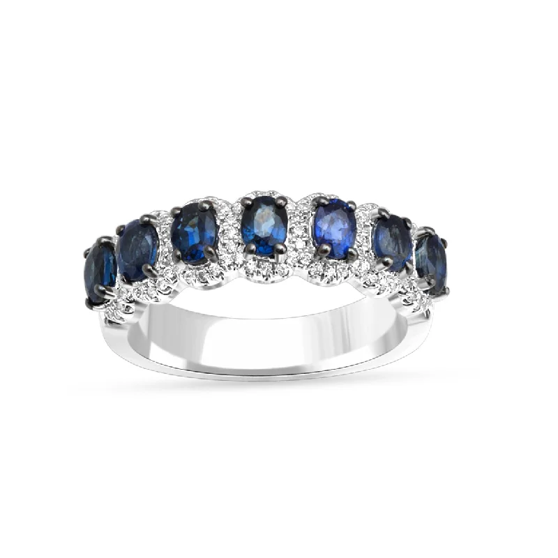 Emerald Gemstone Rings with Diamond - Encrusted Halos14K 0.24 CT Diamond & SAPPHIRE BAND