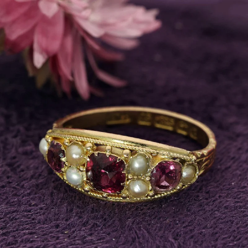 Moonstone Gemstone Rings with a Mysterious SheenAntique 15ct Yellow Gold Tourmaline and Pearl Boat Ring -circa 1883