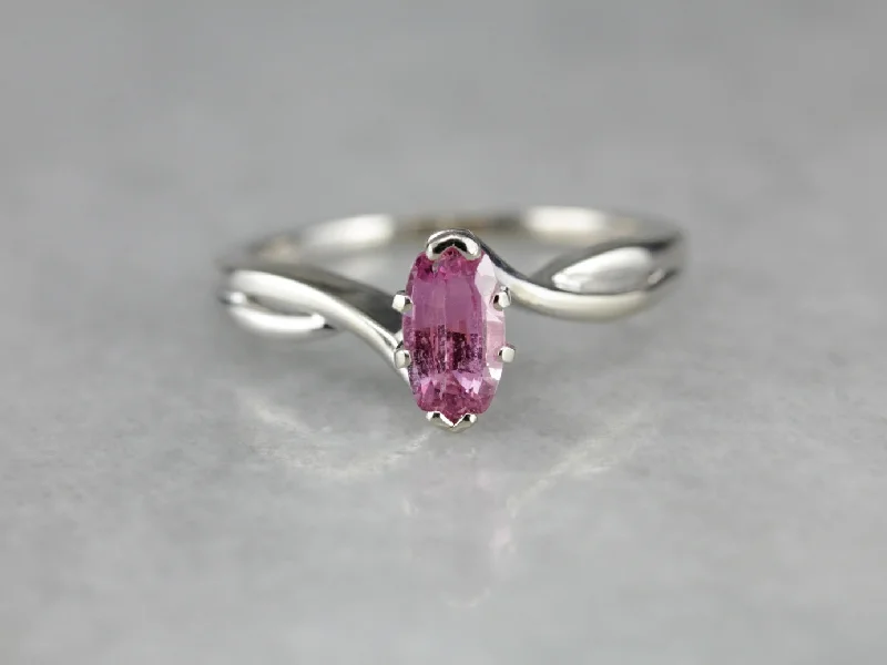 Topaz Gemstone Rings with a Faceted Cut and Shimmering EffectModern Pink Sapphire Solitaire Ring