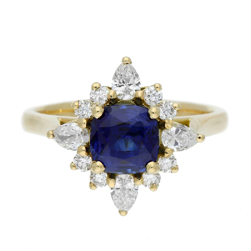 Lapis Lazuli Gemstone Rings with Gold - Leaf Inclusions18ct Yellow Gold Sapphire & Diamond Ring