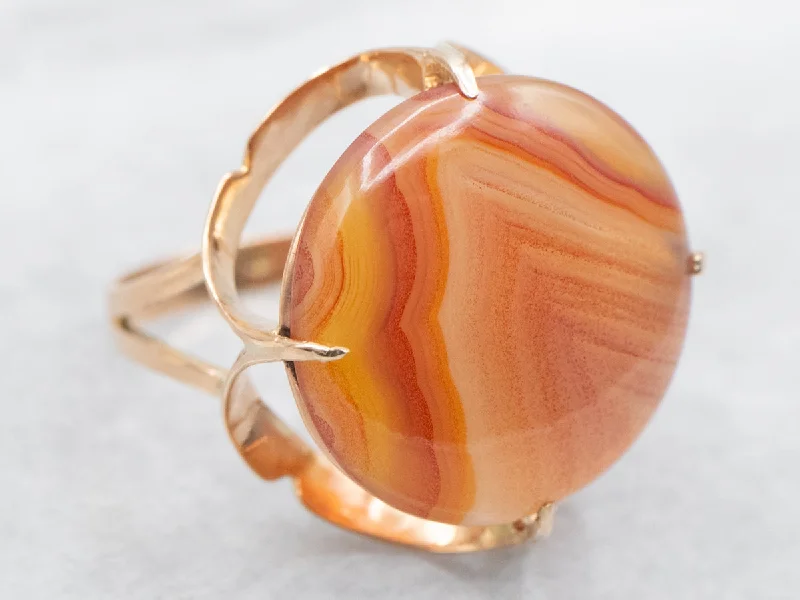 Citrine Gemstone Rings in a Modern Minimalist StyleVintage Yellow Gold Agate Cocktail Ring