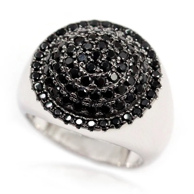 Garnet Gemstone Rings with a Vintage - Style Bezel Setting925 Sterling Silver Black Spinel Ring