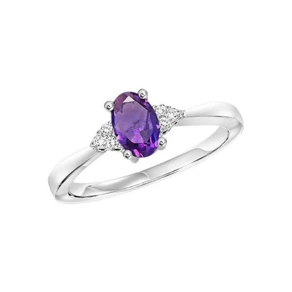 Tanzanite Gemstone Rings with Platinum Milgrain Detailing10 Karat White Gold Oval Amethsyt Diamond Ring