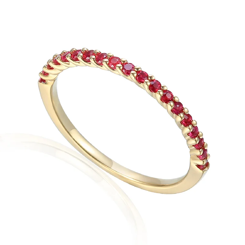 Aquamarine Gemstone Rings with a Nautical - Themed Setting9ct Yellow Gold Ruby Half Eternity Ring