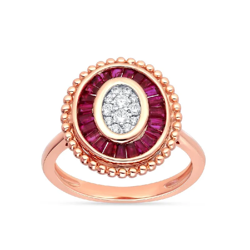 Agate Gemstone Rings with a Banded and Textured Design14K 0.15CT DIAMOND RUBY RING