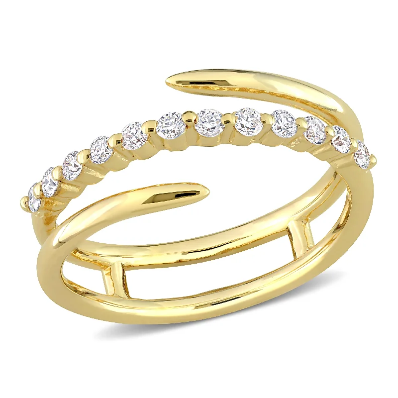 Three - Stone Diamond Rings with Princess - Cut DiamondsEternally Yours 1/3ct TW Lab Created Diamond Multi-Row Band in 18k Yellow Gold Plated Sterling Silver