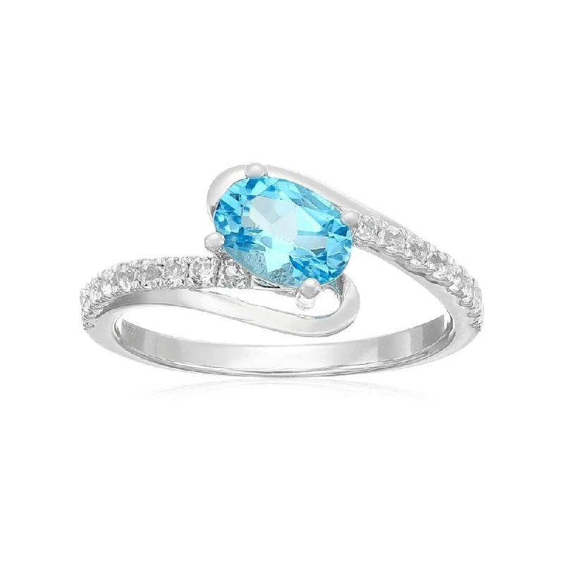 Citrine Gemstone Rings in a Modern Minimalist StyleSterling Silver Swiss Blue Topaz and White Topaz Ring