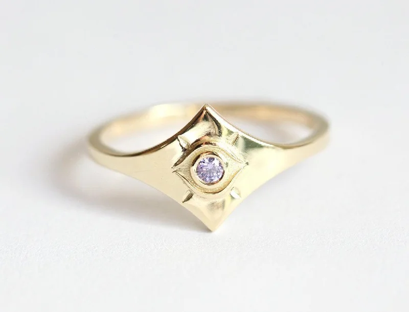 Amethyst Gemstone Rings with Sterling Silver Braided BandsEllison Tanzanite Evil Eye Ring