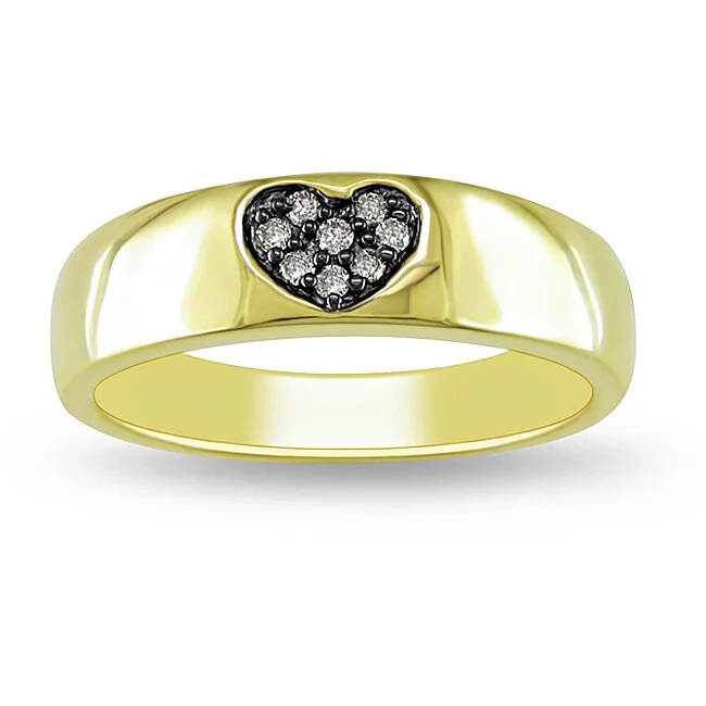 Cushion - Cut Diamond Rings with Double - Prong SettingsMiadora Yellow Silver Brown Diamond Accent Heart Ring