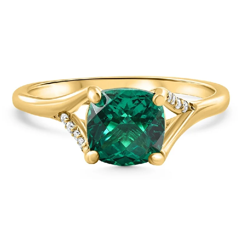 Engagement Rings with a Hidden Halo and Pavé - Set Band1 1/2Ct Cushion Emerald & Diamond Ring Gold Lab Grown Engagement Fashion