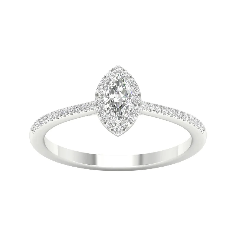 Two - Tone Engagement Rings in Rose and White Gold1/3ct TDW Diamond Halo Ring in 10k Gold by De Couer