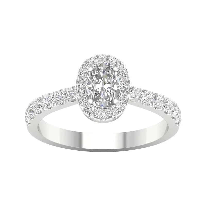 Engagement Rings with a Hidden Heart - Shaped Cutout1ct TDW Diamond Halo Ring in 10k Gold by De Couer