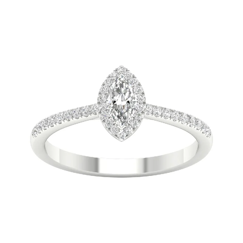 Vintage - Style Engagement Rings with Intricate Scrollwork3/8ct TDW Diamond Halo Ring in 10k Gold by De Couer