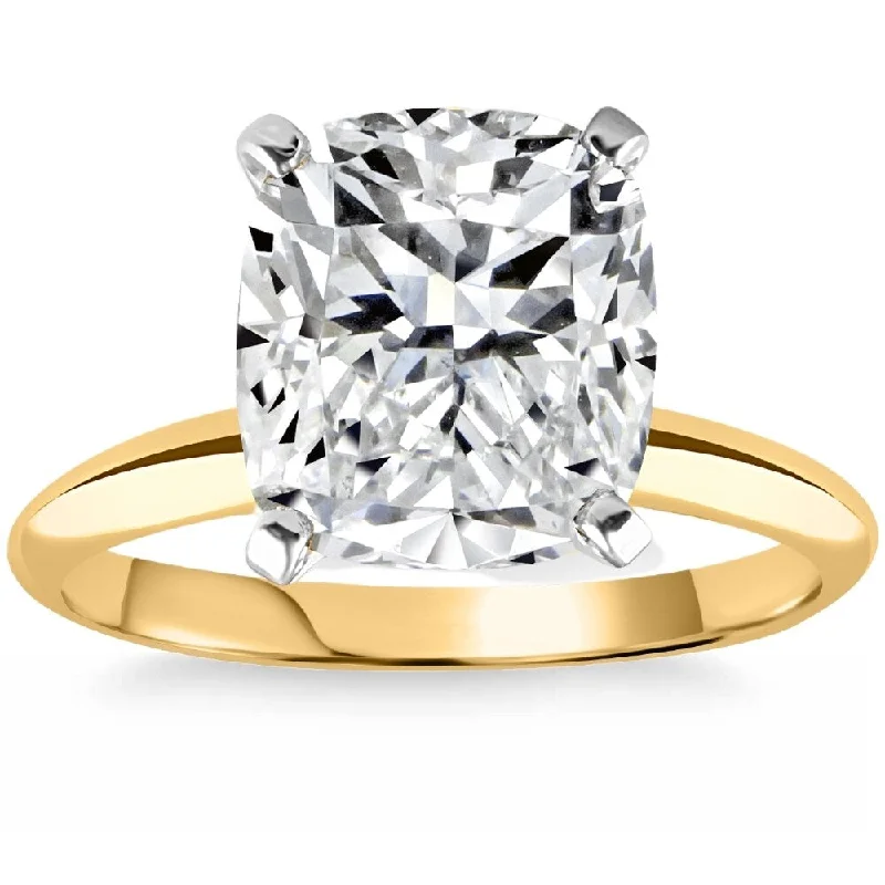 Moissanite Engagement Rings with a Sparkling Center Stone4 Ct Two Tone Certified Lab Grown Cushion Diamond Engagement Ring