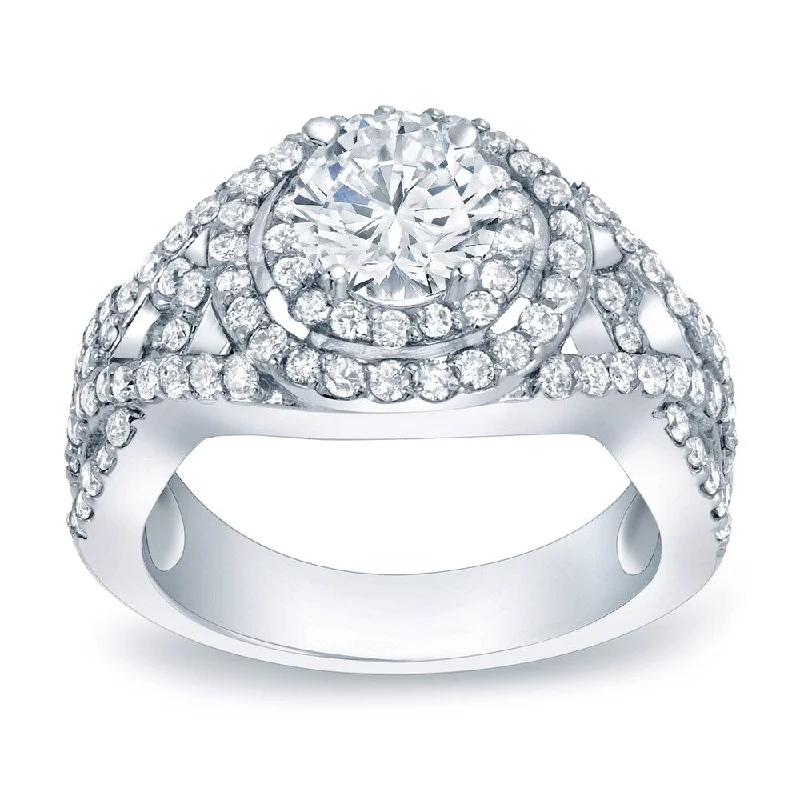 Engagement Rings with a Pavé - Set Infinity SymbolAuriya 1 1/2ctw Double Split Halo Diamond Engagement Ring Platinum