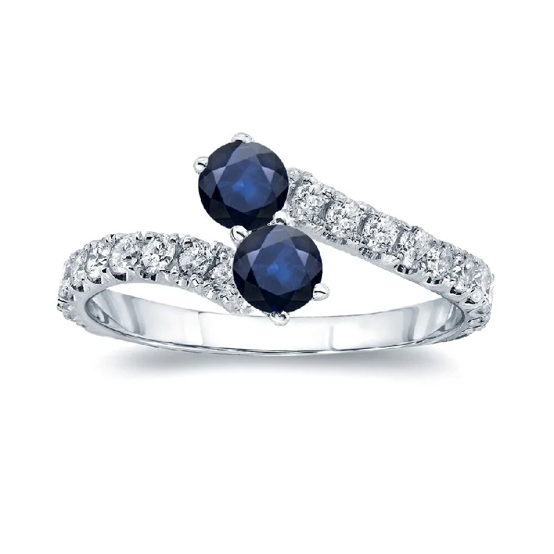 Vintage - Style Engagement Rings with Intricate ScrollworkAuriya 1/4ct Blue Sapphire and 1/4ct TDW 2-stone Diamond Engagement Ring 14k Gold