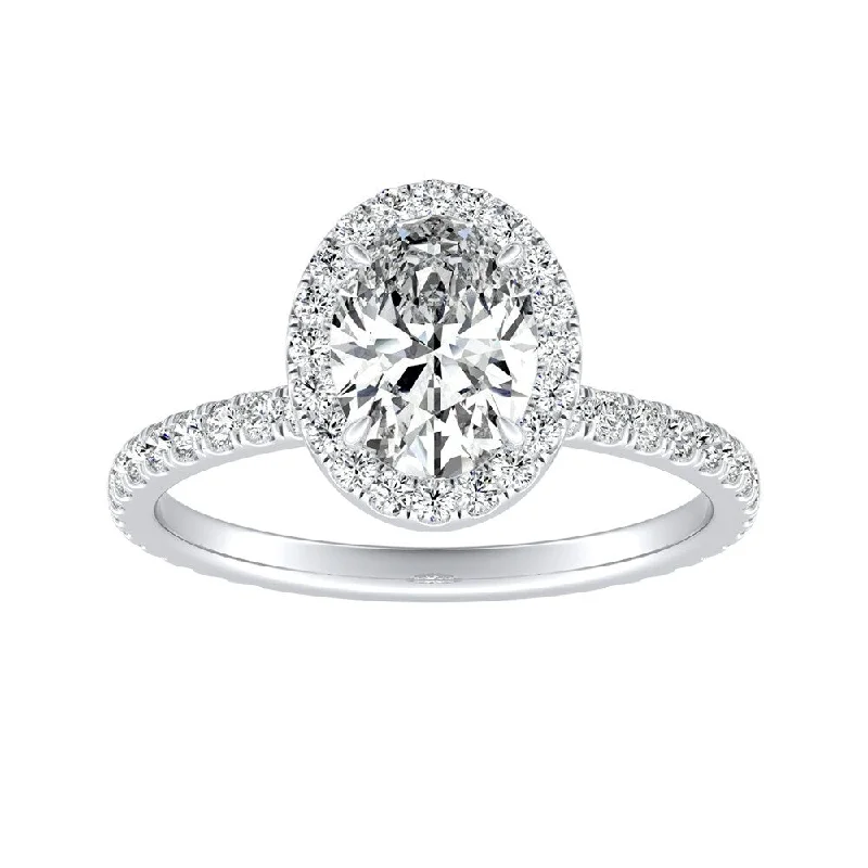 Cushion - Shaped Engagement Rings with Bead - Set DiamondsAuriya 14k Gold 1 5/8ctw Oval-cut Halo Diamond Engagement Ring