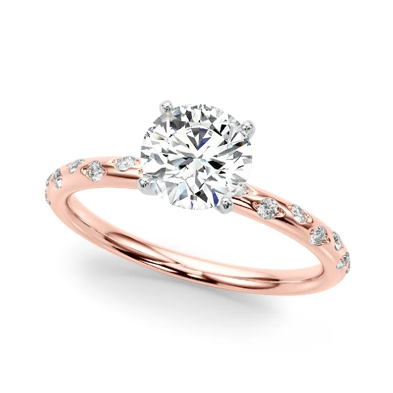 Engagement Rings with a Hidden Halo and Pavé - Set BandAuriya 14k Rose Gold Lab Grown Round Diamond Engagement Ring 0.50 to 5.00 ct. tw. (F-G VS)