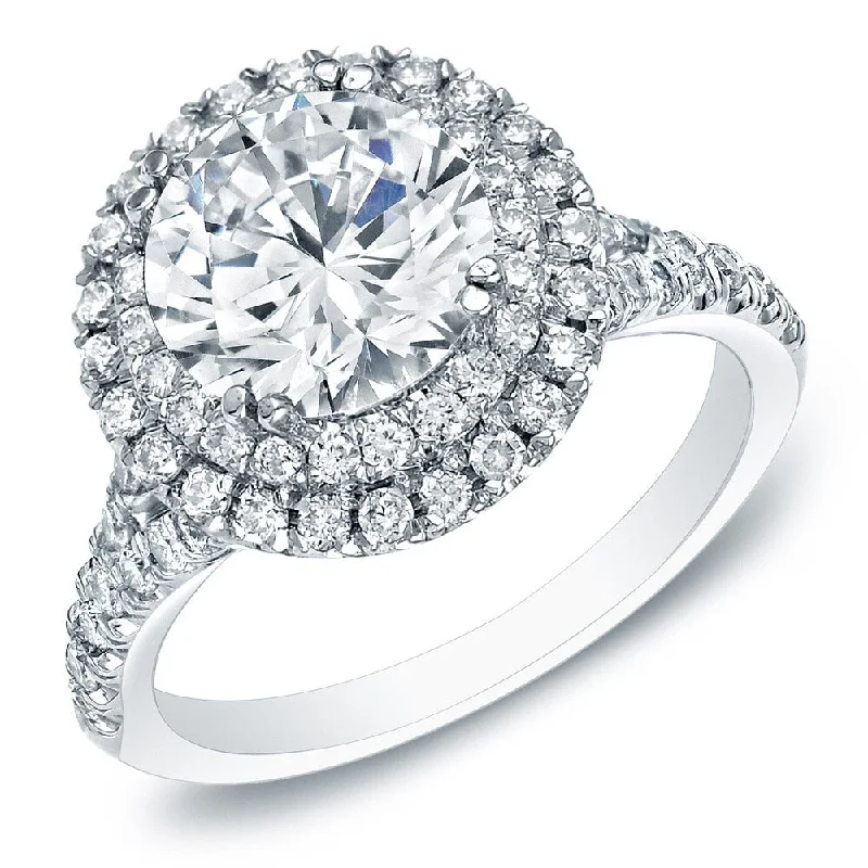 Sapphire - Centered Engagement Rings with Diamond HaloAuriya 14k White Gold 1 5/8ctw Double Halo Diamond Engagement Ring