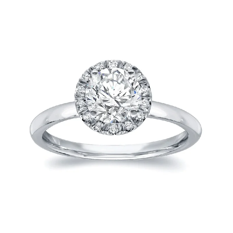 Platinum Engagement Rings with Milgrain EdgesAuriya 1ct TDW Round Diamond Halo Engagement Ring 14k White Gold