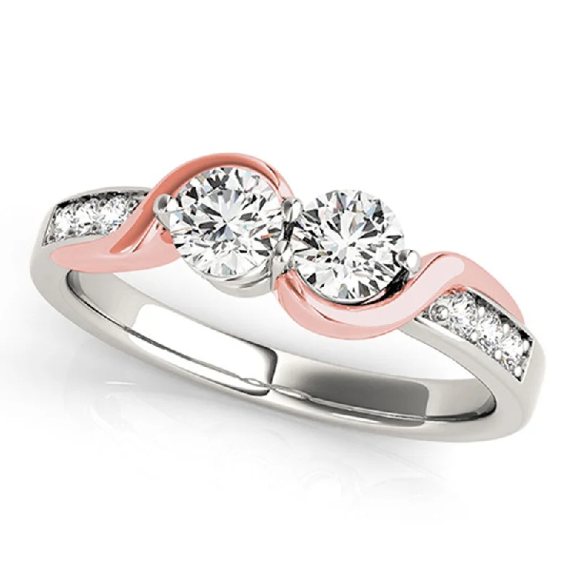 Platinum Engagement Rings with Milgrain EdgesAuriya 1ct TDW Round Two Stone Diamond Engagement Ring 14k Two-Tone Rose and White Gold (H-I, SI1-SI2)