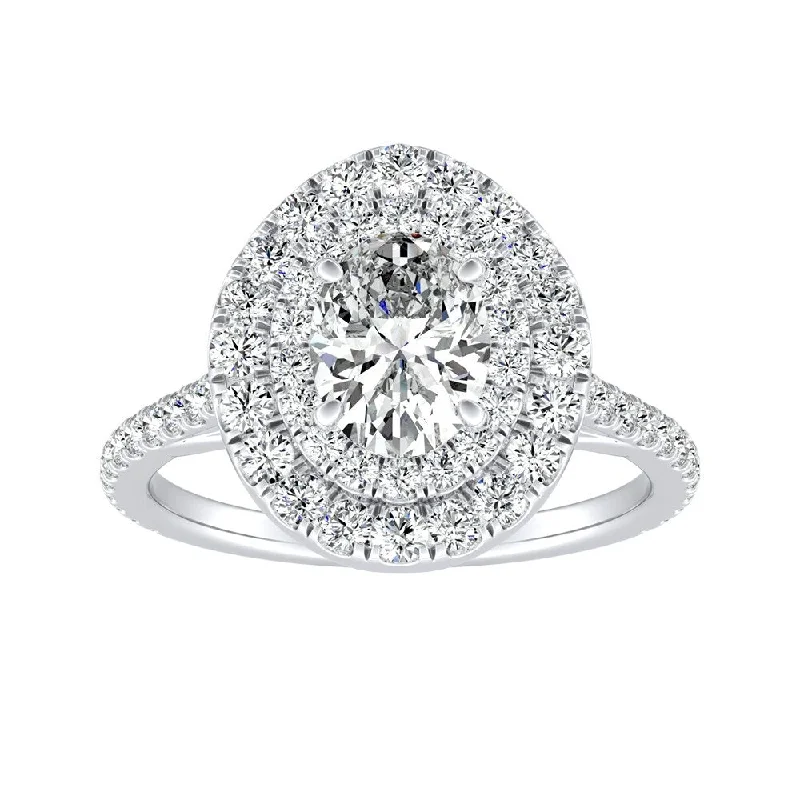 Vintage - Style Engagement Rings with Intricate ScrollworkAuriya Platinum 1 1/4ctw Oval-cut Halo Diamond Engagement Ring (I-J, I1-I2)