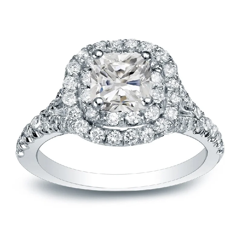 Rose - Cut Diamond Engagement Rings with a Rustic CharmAuriya Platinum 1 3/4ctw Cushion-cut Halo Diamond Engagement Ring Certified (H-I, I1-I2)