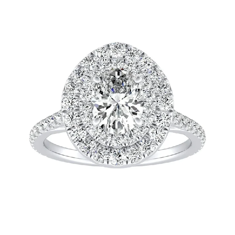 Engagement Rings with a Hidden Heart - Shaped CutoutAuriya Platinum Oval Shape 7/8 carat TW Double Halo Diamond Engagement Ring (I-J, I1-I2)