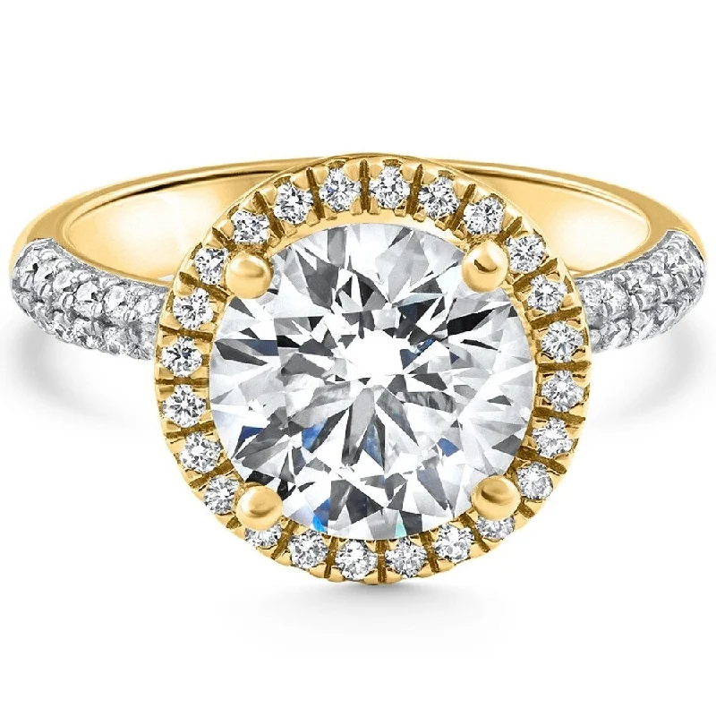 Engagement Rings with a Pavé - Set Infinity SymbolCertified 3.56Ct Diamond Halo Engagement Yellow Gold Lab Grown