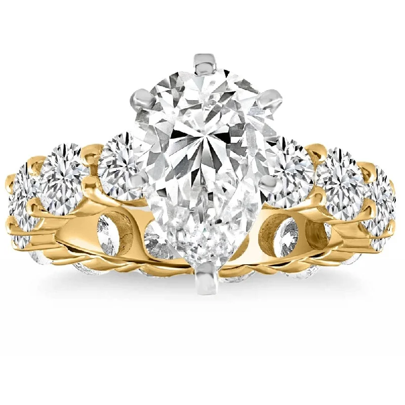 Platinum Engagement Rings with Milgrain EdgesCertified 7.52Ct Pear Diamond Eternity Engagement Ring Gold Lab Grown