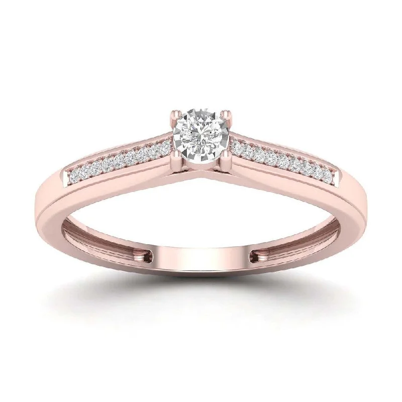 Moissanite Engagement Rings with a Sparkling Center StoneDe Couer 1/10ct TDW Diamond Classic Ring (H-I, I2) - Pink